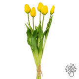 Sárga, 5 szálas real touch mű tulipáncsokor 45 cm, teljes nézet