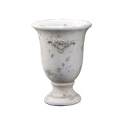 Antikolt felületű, krémszínű cement kaspó 22 cm-es méretben, plasztikus díszítéssel – Valo kollekció