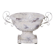 Krémszínű kerámia kaspó 30 cm-es méretben, díszes fém fogantyúkkal és rusztikus stílussal – a VALO kollekció vintage hangulatú darabja.