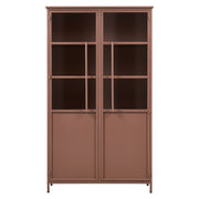 Fémből készült, sötét púder színű, kortárs design vitrines szekrény.