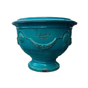 Türkizkék színű, anduze kerámia kaspótál.