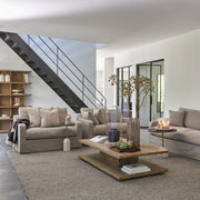 modern loft nappali vermont tölgyfa dohányzóasztallal középen