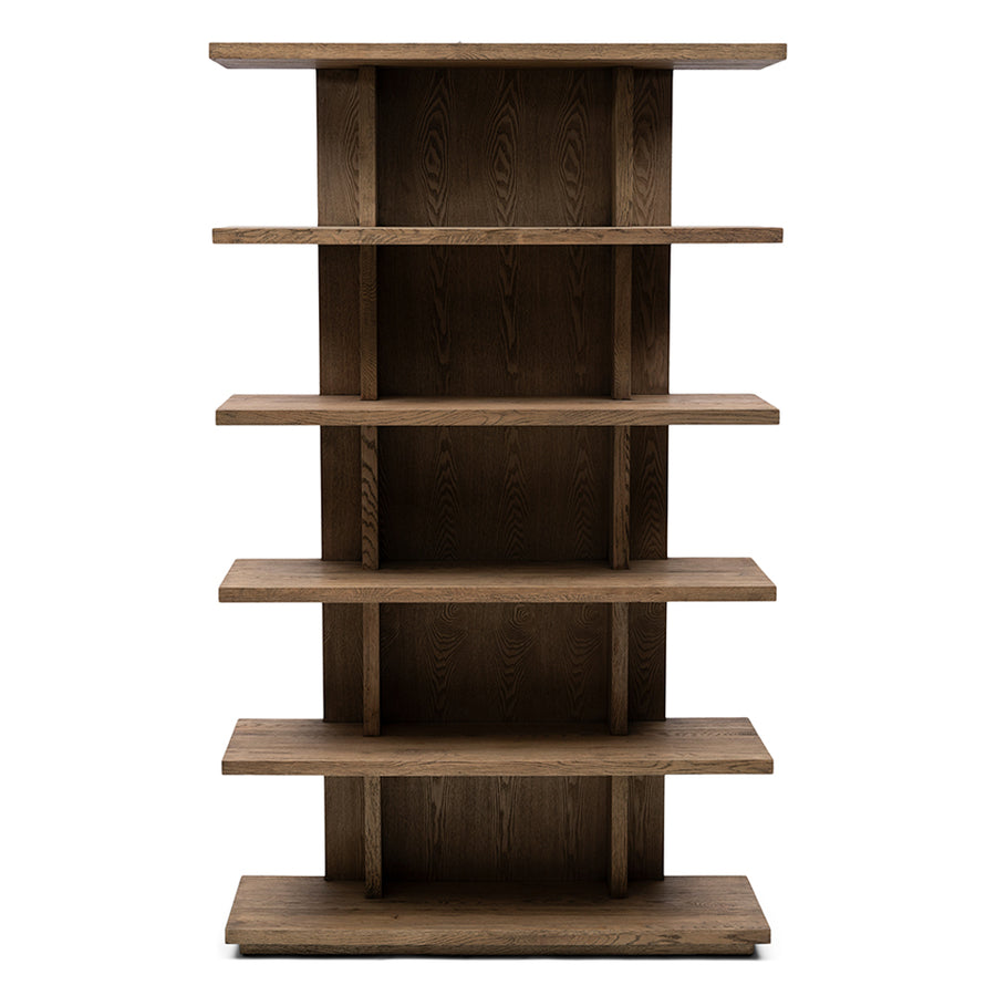 Vermont tölgyfa könyvespolc 200 cm, többszintes nyitott polcrendszer