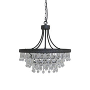 Versailles üvegcsillár 50 cm, fekete vázon függő csepp alakú kristályprizmákkal