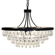 Versailles üvegcsillár világítva, kristályprizmákkal és fekete vázzal