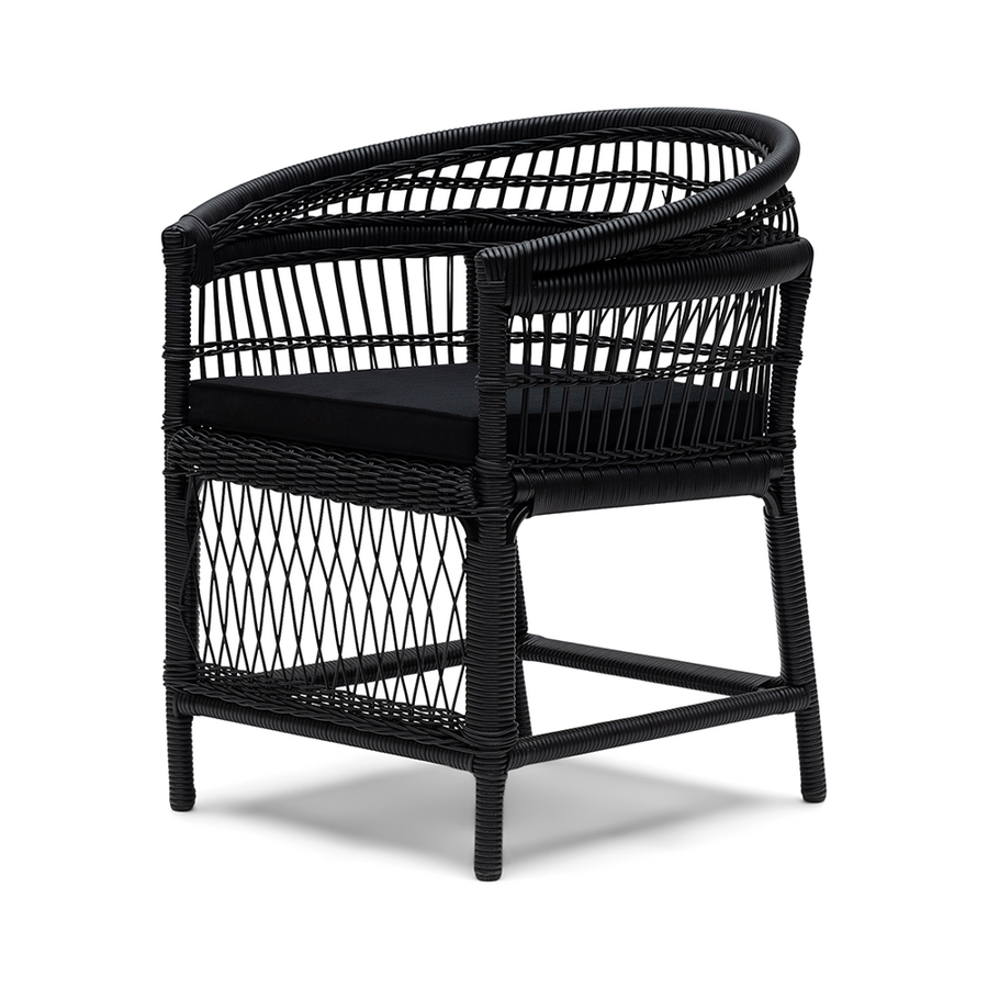 Victoria Falls fekete rattan szék enyhén oldalnézetből