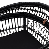 Fekete rattan karosszék háttámla és karfa részlet