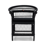 Fekete rattan karosszék elölnézet párnával