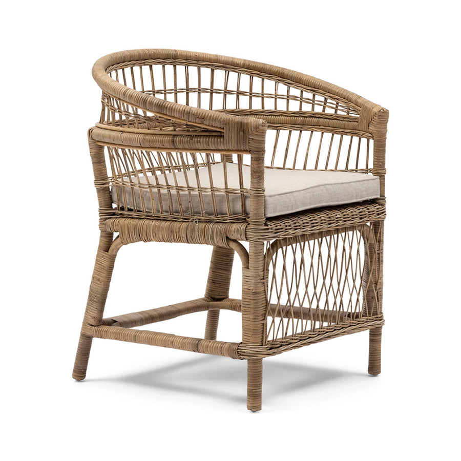 rattan karosszék oldalnézet íves háttámlával