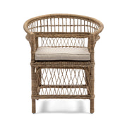 natúr rattan karosszék elölnézet párnával