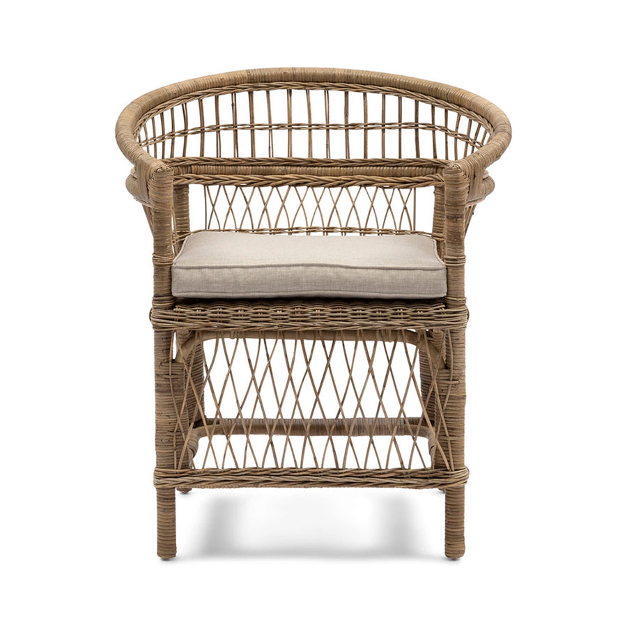 natúr rattan karosszék elölnézet párnával