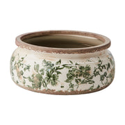 VICTORIA kerámia kaspó – antikolt mázas, zöld növényi motívumokkal díszített, vintage stílusú, 23 cm átmérőjű kaspó a Vintage Garden kollekcióból