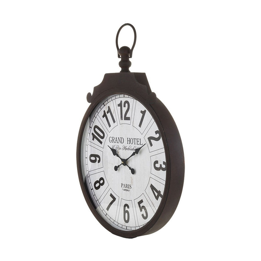 Fekete-fehér színű falióra, "Grand Hotel, Paris" felirattal.