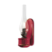 Antikolt felületű mázas kerámiából és üvegből készült kézműves falilámpa.