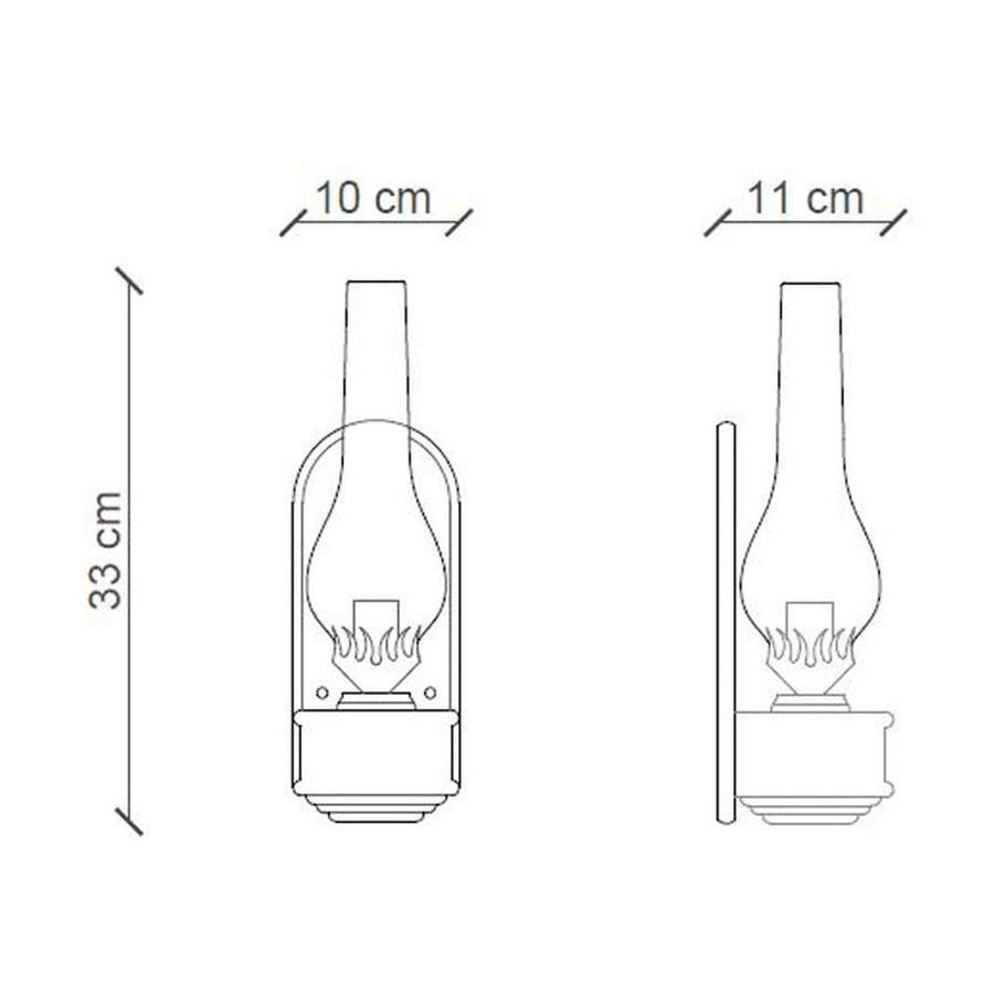 Antikolt felületű mázas kerámiából és üvegből készült kézműves falilámpa.