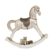 Krémszínű karácsonyi dekorációs hintaló.