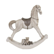 Krémszínű karácsonyi dekorációs hintaló.