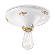 Antikolt felületű mázas kerámiából készült kézműves mennyezeti lámpa.