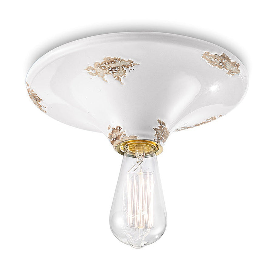 Antikolt felületű mázas kerámiából készült kézműves mennyezeti lámpa.