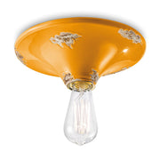 Antikolt felületű mázas kerámiából készült kézműves mennyezeti lámpa.