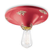 Antikolt felületű mázas kerámiából készült kézműves mennyezeti lámpa.