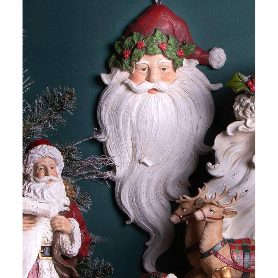 Függeszthető kialalkítású klasszikus Mikulás fej dekoráció.