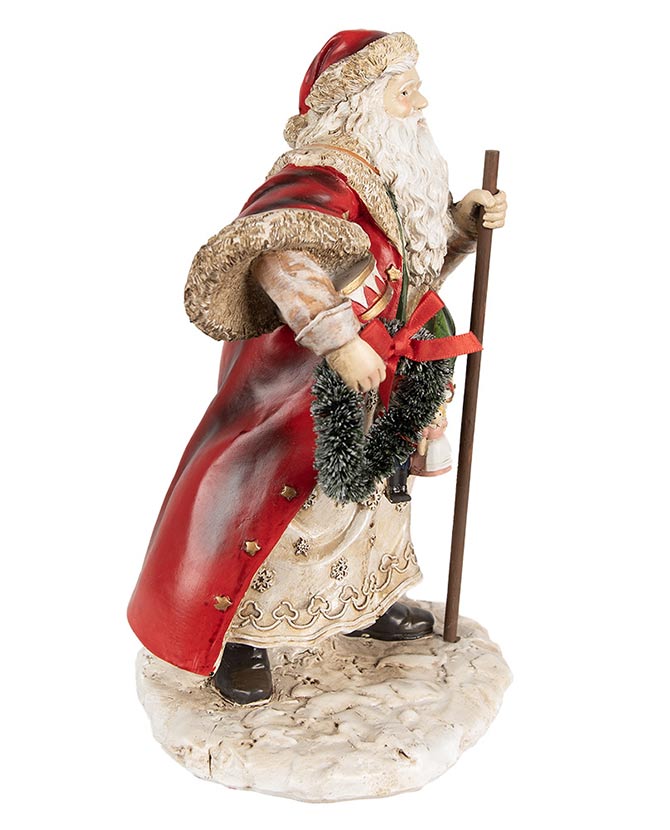 Viktoriánus stílusú, piros színű, karácsonyi Télapó figura.