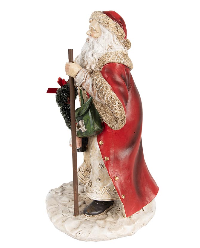 Viktoriánus stílusú, piros színű, karácsonyi Télapó figura.