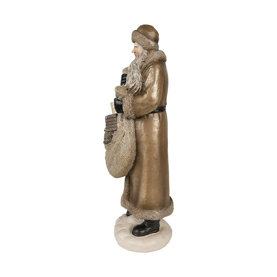 Óarany színű, karácsonyi Télapó figura.