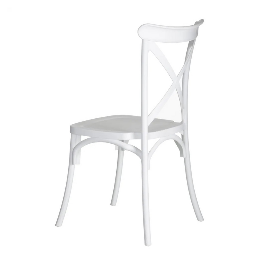 Fehér műanyag bisztrószék.