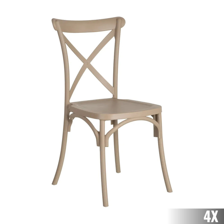 Műanyag, taupe színű bisztrószék.