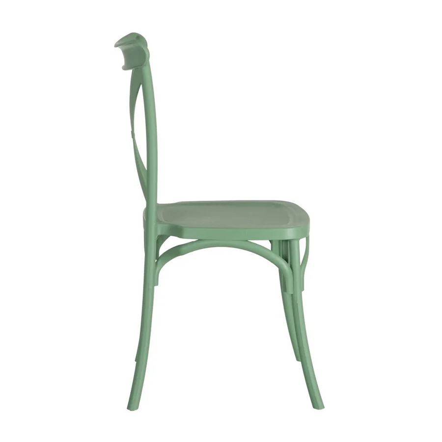 Műanyag, mentazöld színű bisztrószék.