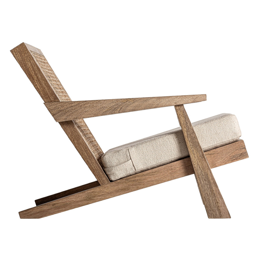 rattan háttámlás mangófa design fotel profil nézet