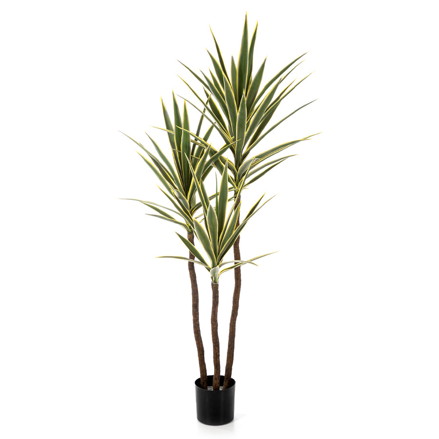 Három törzsű, 160 cm magas YUCCA De Luxe mű jukka pálma fekete cserépben.