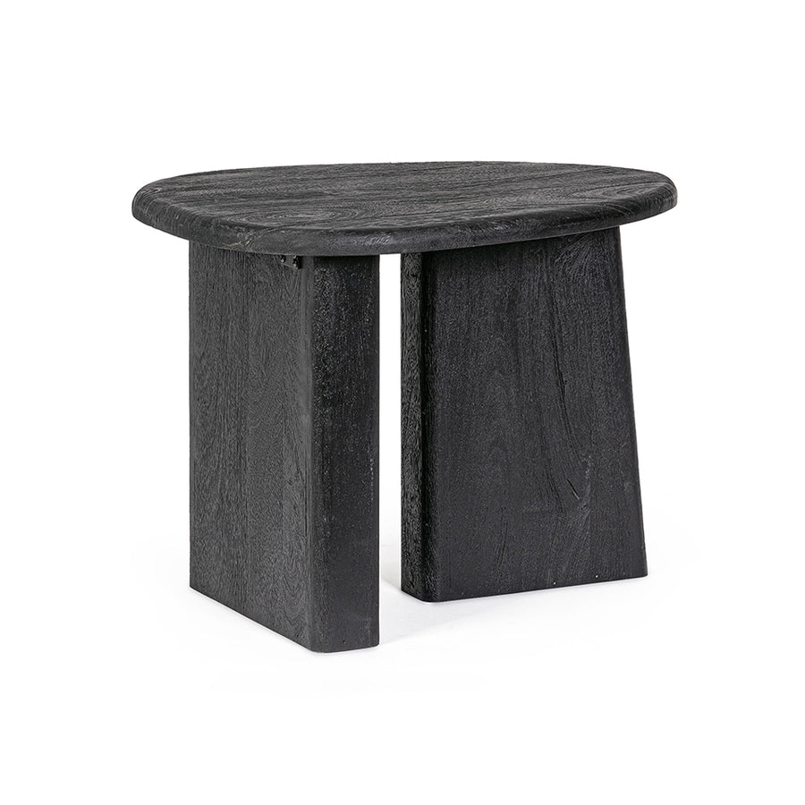 Fekete színű, formatervezett design dohányzóasztal.