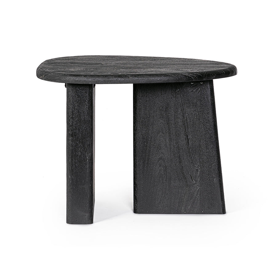 Fekete színű, formatervezett design dohányzóasztal.