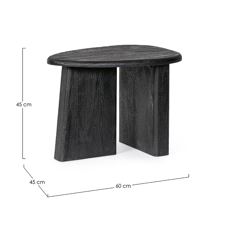 Fekete színű, formatervezett design dohányzóasztal.