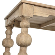 Natúr színű, díszes lábú, mangófa étkezőasztal.