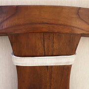 Vastag ülőpárnás kialakítású, masszív, pácolt és lakkozott mindifából készült formatervezett design fotel.