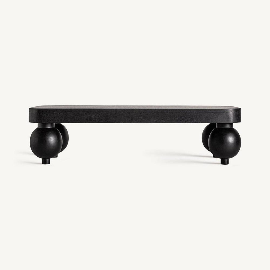 Zeniva fekete mangófa dohányzóasztal elölnézetből – kortárs dizájn a Vical Home-től.