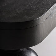 Lekerekített sarkú fekete mangófa asztallap részlet – Zeniva kollekció.