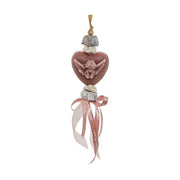 Vintage stílusú, rózsa illatú kézműves illatfüzér, angyal figurás szív formájú krémviasz dísszel