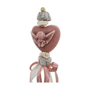 Vintage stílusú, rózsa illatú kézműves illatfüzér, angyal figurás szív formájú krémviasz dísszel