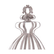 Nagyméretű, 48 és 76 cm magas, antik szürke színű patinás fémből készült kalitkás virágtartószett