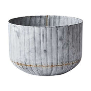 2 db-os szürke színű, bordázott bádogkaspó szett.