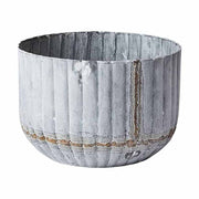 2 db-os szürke színű, bordázott bádogkaspó szett.