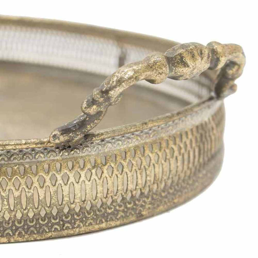 Patinás óarany színű fém tálcaszett