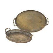 Patinás óarany színű fém tálcaszett