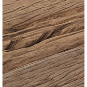 Loft stílusú, fából és acélból készült dohányzóasztal szett asztallap részlete.