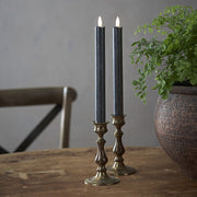 2 db-os fekete színű LED gyertya szett, díszes réz színű gyertyatartóban.